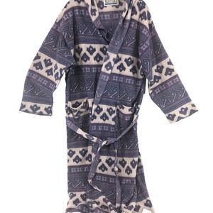 Night Gear bath robe women's large purple aztec geometric patterns 50"‎ Vtg
